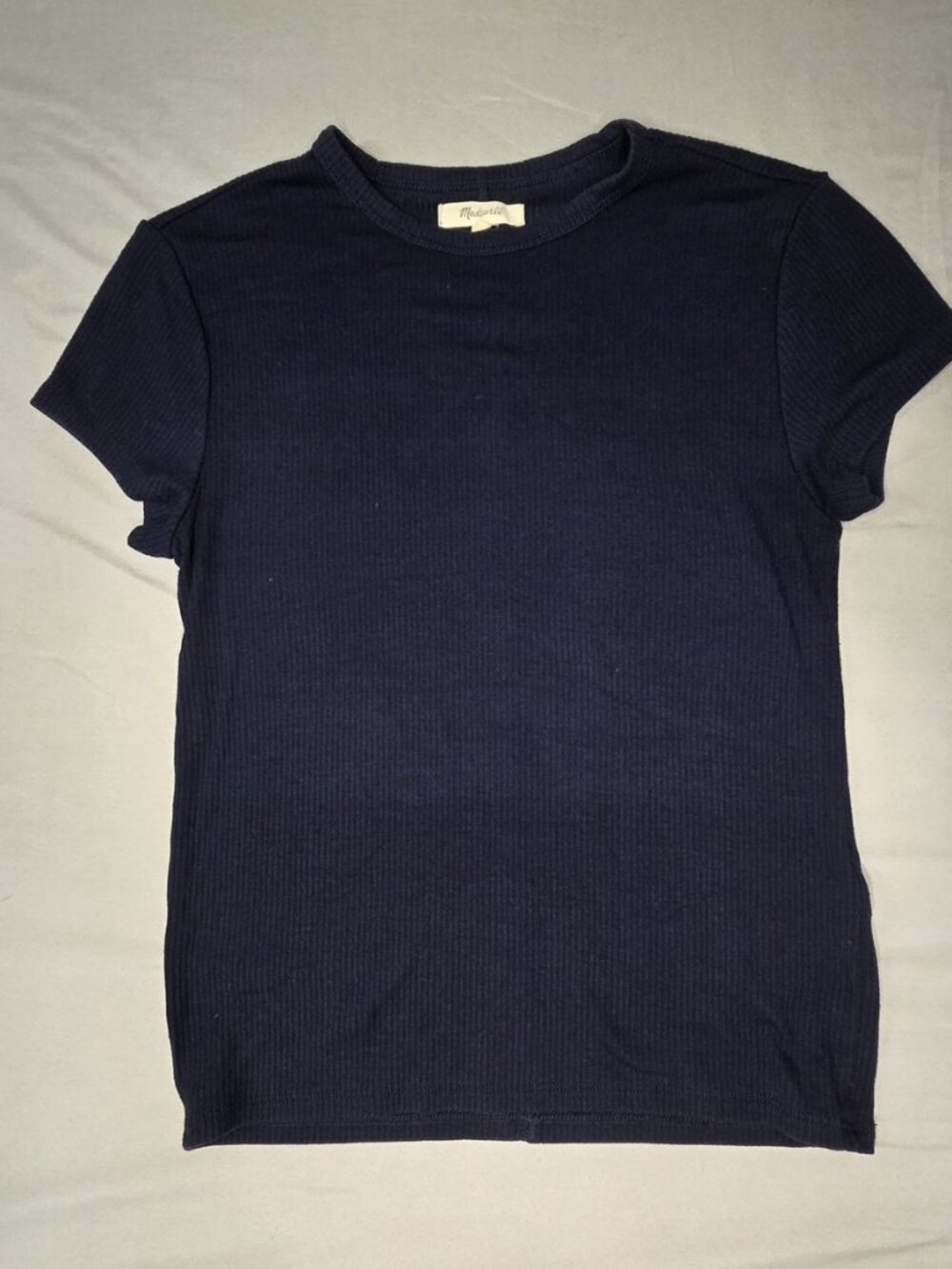 Madewell Navy Ribbed Short Sleeve Tee XS Exposed Back Seam